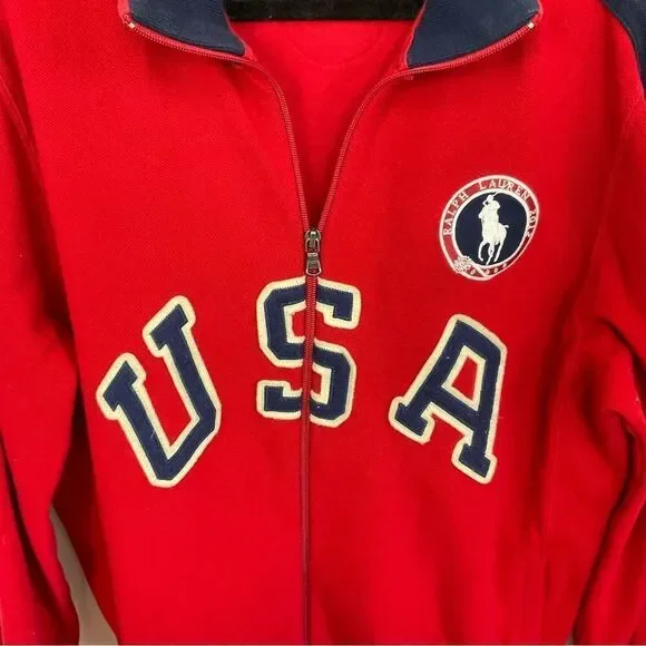 Polo by Ralph Lauren 2012 USA Olympic Team Full Zip Red Sweater Men's Size Large - Picture 6 of 15